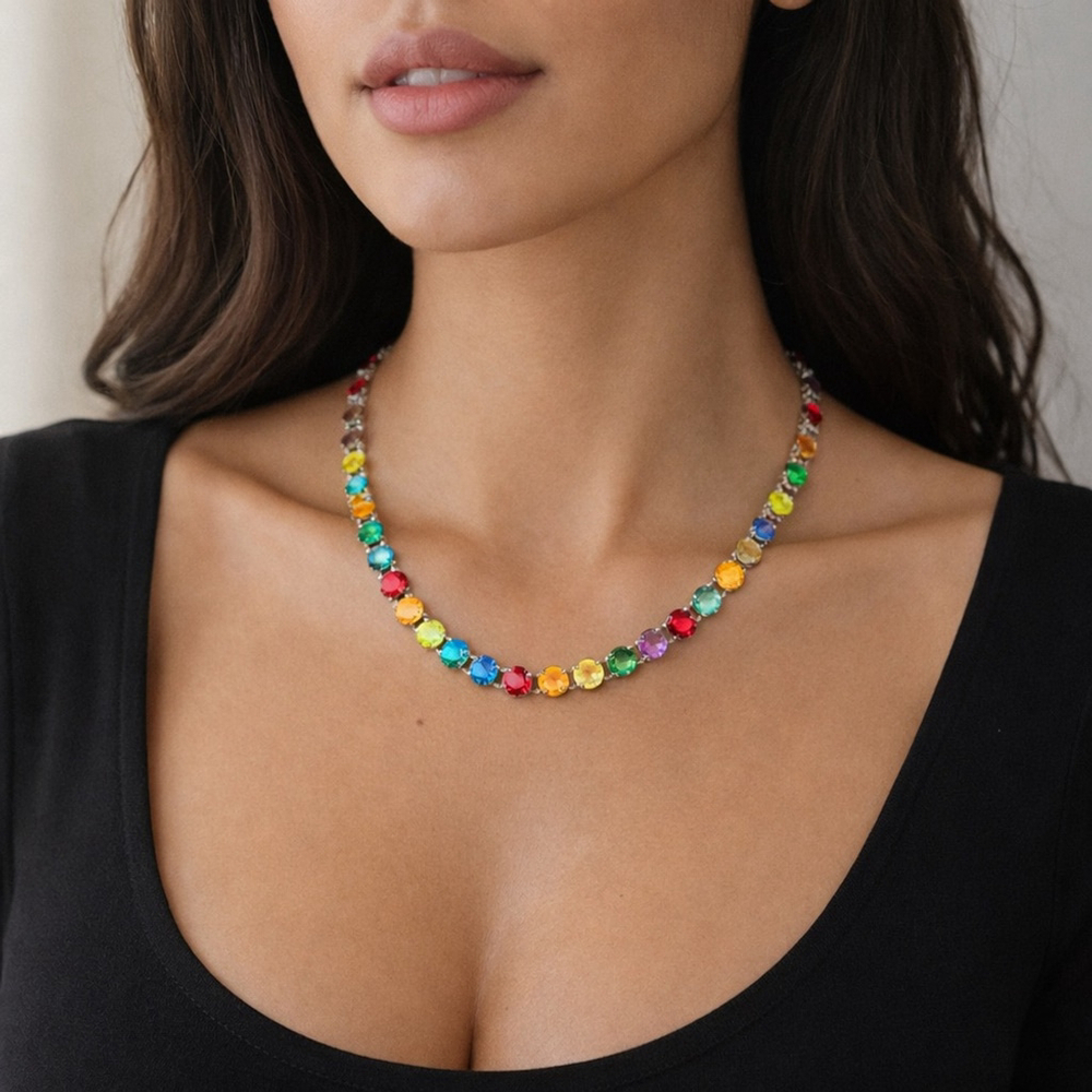 Handcrafted Cupchain necklace with Swarovski crystal